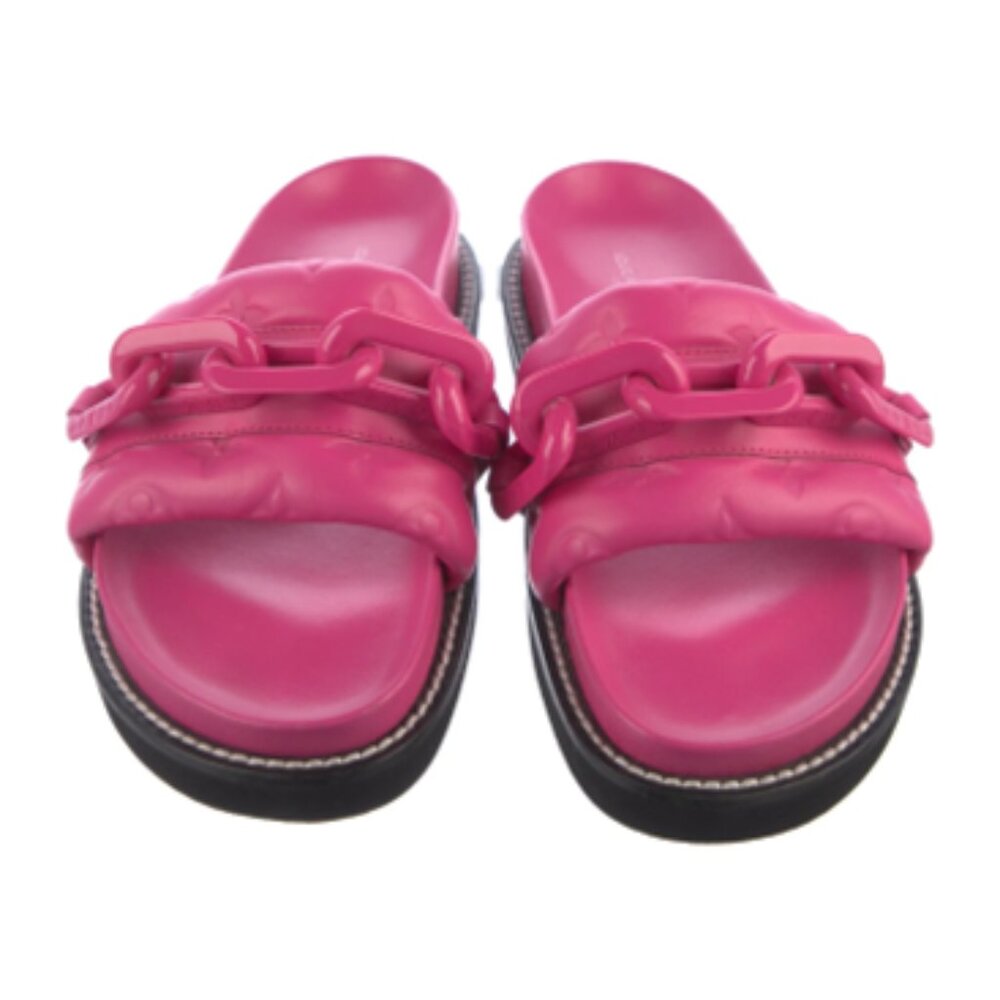 LV Hot Pink Monogram Leather Slides